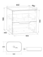 Orange Line Li-60TuwMDF+B05-500W тумба с раковиной подвесная 60 см, белый Li-60TuwMDF+B05-500W — фото 1, Тумбы с раковиной