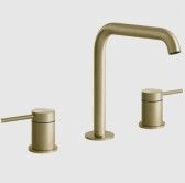 Смеситель для раковины, Gessi, 316 Flessa, тип открывания воды-вентильный, тип регулирования воды-керамическая кран-букса, монтаж-на раковину/столешницу, отверстия для монтажа-3, высота, мм-205, вынос излива, мм-156, тип излива-неподвижный, донный клапан-отсутствует, тип подводки-гибкая, стандарт подвода воды-3/8", цвет-Brushed Brass PVD арт-54012.727 — фото 1, Смесители для раковины