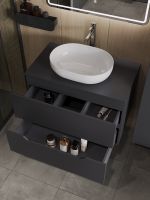 Orange Line тумба с раковиной подвесная 80 см, графит/белый арт-Li-80TugMDF+B05-480W — фото 4, Тумбы с раковиной