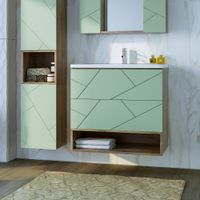 Товар: Тумба с раковиной и нишей Бриклаер КРИСТАЛЛ 80F, фисташковый/дуб гранж песочный - фото 1 Тумба с раковиной и нишей Бриклаер КРИСТАЛЛ 80F, фисташковый/дуб гранж песочный — фото 1, Тумбы с раковиной