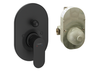 Смеситель для душа, Hansgrohe, Rebris S, тип открывания воды-однорычажный, тип регулирования воды-керамический картридж, монтаж-настенный встраиваемый, отверстия для монтажа-1, внутренняя часть-в комплекте, дивертер с переключателем вакуумного типа, цвет-черный матовый арт-72448670 — фото 1, Смеситель для душа