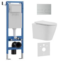 Комплект 3в1 IBERICA BLANCA инсталляция SILENCIO MINI, унитаз BURGOS ALTO белый, кнопка смыва INOX-S хром матовый (IB.001M.BRA.234.1601) — фото 1, Комплекты унитаз + инсталляция