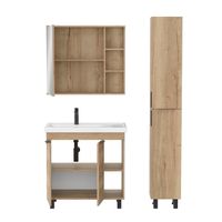 Пенал напольный Onika Легран 30 Дуб галифакс Универсальный арт-403083 — фото 6, Пеналы для ванной комнаты