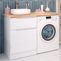 Тумба напольная NORDIC 60 /1 ящ +корз/ со столешницей из массива 122 см под накладную раковину /AQUA DE MARCO 5060CNOR122/F/1 — фото 1, Тумбы под раковину