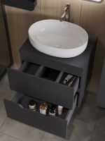 Orange Line Li-60TugMDF+B05-520W тумба с раковиной подвесная 60 см, графит/белый Li-60TugMDF+B05-520W — фото 3, Тумбы с раковиной