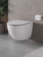 Agger Унитаз подвесной безободковый белый с инсталляцией, микролифт, кнопка смыва белая арт-ATI03100+APB188 — фото 4, Комплекты унитаз + инсталляция