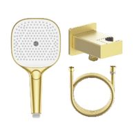 Лейка для душа с держателем (с подключением шланга) и шлангом Raglo R476.40.03, золотой сатин — фото 1, Лейки для душа