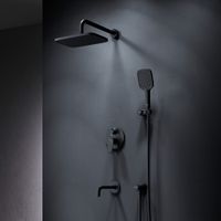 FB85A3RH42 X-Joy, набор: встроеный см-ль, излив, прямоуг.верхний душ 300х210мм, ручн.душ, черный — фото 8, Встраиваемые душевые комплекты