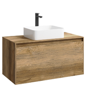 Подвесная тумба 100 см с двумя ящиками: основной и внутренний, скрытый за фасадом. Цвет дуб балтийский; с умывальником арт-MOB0110DB+MOB0710DB — фото 8, Тумбы с раковиной