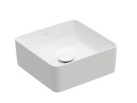 Раковина, Villeroy&Boch, Collaro, ширина, мм-380, глубина, мм-380, высота, мм-145, тип установки-на столешницу, отверстия для смесителя-отсутствуют, материал-TitanCeram, вид грязеотталкивающего покрытия-CeramicPlus, крепления в комплекте, цвет-альпийский белый, включен вырезной шаблон арт-4A2138R1 — фото 1, Раковины накладные