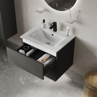 Тумба с умывальником подвесная IDDIS Bild 80 см, темно-серый арт-BIL80G0i95K — фото 1, Тумбы с раковиной