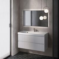 "S1" тумба под умывальник подвесная 100 см., цвет белый глянец. арт-AQM900110WH — фото 4, Тумбы под раковину