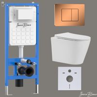 Комплект 3в1 IBERICA BLANCA инсталляция SILENCIO, унитаз BURGOS ALTO белый, кнопка смыва INOX-C розовое золото глянцевое (IB001.BRA.234.1141) — фото 1, Комплекты унитаз + инсталляция