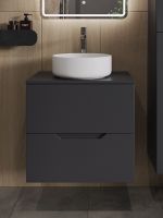 Orange Line Li-60TugMDF+B09-360W тумба с раковиной подвесная 60 см, графит/белый Li-60TugMDF+B09-360W — фото 2, Тумбы с раковиной