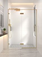 Товар: Душевая дверь распашная Veconi Premium Alassio G, 1400х2000, брашированное золото, стекло прозрачное осветленное AL-140-00-G-C4 - фото 1 Душевая дверь распашная Veconi Premium Alassio G, 1400х2000, брашированное золото, стекло прозрачное осветленное AL-140-00-G-C4 — фото 1, Распашные душевые двери