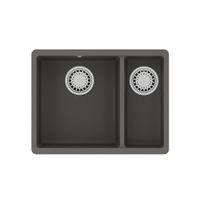 Кухонная мойка Lemark SINARA 550.2-U подстольного монтажа с доп.чашей из кварцгранита, Серый шёлк арт-9910083 — фото 2, Кухонные мойки