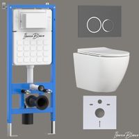 Комплект 3в1 IBERICA BLANCA инсталляция SILENCIO, унитаз BILBAO ALTO белый, кнопка смыва ESTI-O серый матовый (IB001.BLA.234.827) — фото 1, Комплекты унитаз + инсталляция