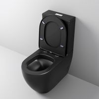 Унитаз напольный Grossman (675х360х820) безободковый,черный матовый с тонкой крышкой,микролифт,2 места арт-GR-4446BMS — фото 5, Напольные унитазы