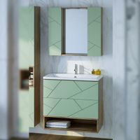 Комплект мебели для ванной Бриклаер КРИСТАЛЛ 80ZSSF, фисташковый/дуб гранж песочный — фото 1, Комплекты мебели для ванной