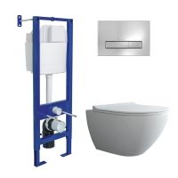 Комплект BERGES: инсталляция АТОМ 410 кнопка Atom Line хром глянец, унитаз PUMA XL Rimless, сидение дюропласт Toma Slim SO, микролифт, быстросъём арт-043353 — фото 8, Комплекты унитаз + инсталляция