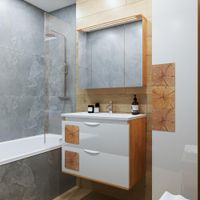 Комплект мебели для ванной Бриклаер Форест 80B, дуб золотой/белый — фото 4, Комплекты мебели для ванной