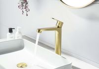 ОБЕРОН смеситель для раковины высокий 240, без донного клапана, шлиф. золото арт-AQ1204BG — фото 5, Смесители для раковины