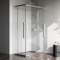 Душевое ограждение Func Square Slide 120х80, мат хром, прозрачное арт-W84G-403-12080-MT — фото 1, Прямоугольные душевые уголки