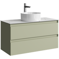 Товар: Подвесная тумба с двумя ящиком 100 см, цвет зеленый шалфей со столешницей мрамор белый и наставным умывальником арт-GE01102SH+STG1014X456MW - фото 5 Подвесная тумба с двумя ящиком 100 см, цвет зеленый шалфей со столешницей мрамор белый и наставным умывальником арт-GE01102SH+STG1014X456MW — фото 5, Тумбы с раковиной