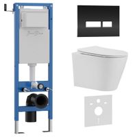 Комплект 3в1 IBERICA BLANCA инсталляция SILENCIO MINI, унитаз BURGOS ALTO белый, кнопка смыва CRYSTAL-R черный глянцевый (IB.001M.BRA.234.2211) — фото 1, Комплекты унитаз + инсталляция