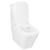 Унитаз-компакт Azario Quadro 605x340x810 напольный, смыв "Торнадо", безободковый с сидением микролифт и арматурой, белый арт-AZ-2175 UQ1 — фото 1, Напольные унитазы