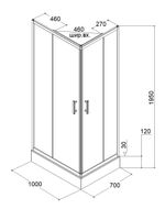 Душевой уголок Parly 100х70 см, с низким поддоном, профиль хром, стекло тонированное арт-QZ71S N — фото 10, Прямоугольные душевые уголки