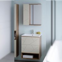 Комплект мебели для ванной Бриклаер КРИСТАЛЛ 60ZSL, латте/дуб крафт табачный — фото 1, Комплекты мебели для ванной