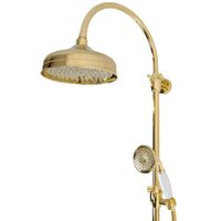 PRESTIGE Душевой настенный гарнитур (см-ль д/ванны/колонна ARCO/верхний душ/шланг/ручной душ),золото арт-32781 — фото 6, Душевые стойки