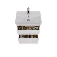 Тумба Lemark COMBI 60 см под 1 раковину, подвесная/напольная, 2 ящика, цвет корпуса, фасада: Белый г арт-LM03C60T — фото 2, Тумбы под раковину