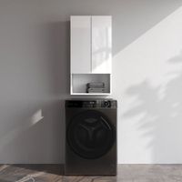 X-Joy, Шкаф навесной с дверками и открытой полкой, 50 см, белый глянец арт-M85CHX05021WG — фото 7, Шкафы для ванной