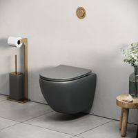 Унитаз подвесной Grossman (485х360х320) безободковый,смыв торнадо,серый матовый с тонкой крышкой,микролифт,1 место арт-GR-4455GMSQ — фото 3, Подвесные унитазы