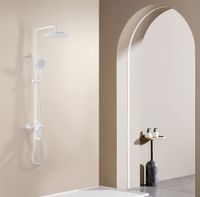 Товар: Душевая стойка ABBER Weiss Insel AF8016FWL с изливом, белая матовая - фото 2 Душевая стойка ABBER Weiss Insel AF8016FWL с изливом, белая матовая — фото 2, Душевые стойки