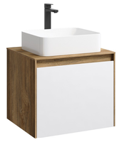 Подвесная тумба 60 см с двумя ящиками: основной и внутренний, скрытый за фасадом. Цвет дуб балтийский/белый; с умывальником арт-MOB0106DB+MOB0706W — фото 6, Тумбы с раковиной