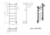 Полотенцесушитель электрический Grota Alto 430х1200 белый Alto 430х1200 RAL9016 EL — фото 1, Электрические полотенцесушители