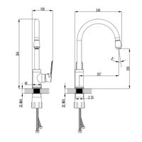 Смеситель для кухонной мойки Azario ELVIS поворотный излив, керамический картридж, хром арт-AZ-WWK568155C — фото 1, Смесители для кухни