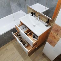 Комплект мебели для ванной Бриклаер Форест 80B, дуб золотой/белый — фото 9, Комплекты мебели для ванной