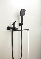 Смеситель для ванны однорычажный с длинным изливом и душем BELZ, черный арт-B22715-7 — фото 6, Смеситель для ванны