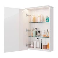 Шкаф зеркальный Lemark ZENON 50х80 см 1 дверный, петли слева, с козырьком-подсветкой, с розеткой, цв арт-LM50ZS-Z — фото 1, Зеркальные шкафы в ванную