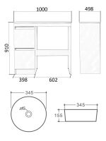 Orange Sistema Тумба напольная под стиральную машину с раковиной, белый арт-STM-100TUW+B07-345W — фото 9, Тумбы с раковиной