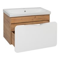 Тумба подвесная с умывальником SKANDI 80 /дуб золотой Крафт/ AQUA DE MARCO 5080CRAFTCSCA/H — фото 3, Тумбы с раковиной