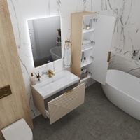 Товар: Тумба подвесная "БЛИСС-60 см" с 1 ящ. беж. матовая (ум. Блисс-60 см.) 106045 - фото 4 Тумба подвесная "БЛИСС-60 см" с 1 ящ. беж. матовая (ум. Блисс-60 см.) 106045 — фото 4, Тумбы под раковину