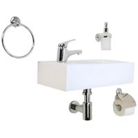 Раковина маленькая GS, 45x25x12 cm, отверстие слева. белая керамика арт-32266 — фото 14, Мини-раковины