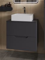 Orange Line Li-60TugMDF+B04-405W тумба с раковиной подвесная 60 см, графит/белый Li-60TugMDF+B04-405W — фото 5, Тумбы с раковиной