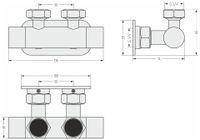 Вентиль Вентиль Сунержа 2х3/4" угловой скрытый-скрытый EU50 Матовое золото 032-1418-3434 — фото 2, Комплектующие для полотенцесушителей