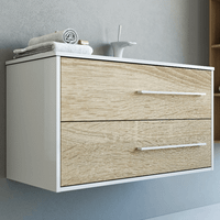 Подвесная правая тумба с двумя ящиками с умывальником из литьевого мрамора. арт-Mai.01.09/R — фото 4, Тумбы с раковиной